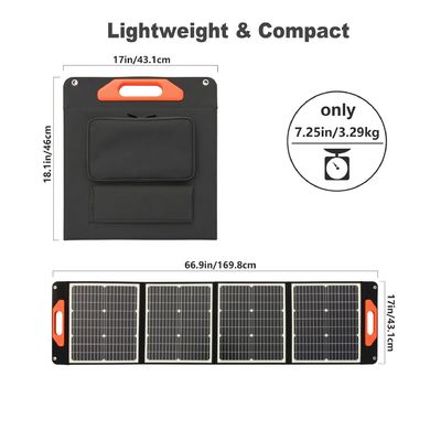 একক স্ফটিক সিলিকন 100W 200W সৌর প্যানেল PV সেল মডিউল পোর্টেবল ভাঁজ সৌর প্যানেল