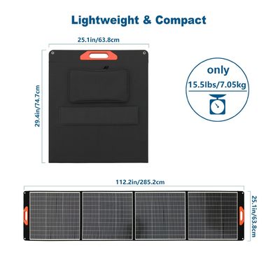 300W ভাঁজযোগ্য ক্যাম্পিং সৌর প্যানেল একক স্ফটিক কোষ ছোট হোম সিস্টেম