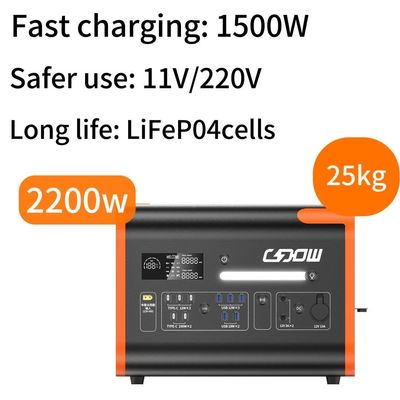 কাস্টমাইজযোগ্য 110V / 220V সাইন ওয়েভ দৈর্ঘ্য পাওয়ার স্টেশন Lifep04 ব্যাটারি দ্রুত চার্জিং