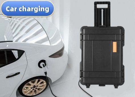 শীর্ষ শক্তি 8000W ক্যাম্পিংয়ের জন্য পুনরায় চার্জযোগ্য সৌর বিদ্যুৎ কেন্দ্র কালো হ্যান্ড-লিভার কেস
