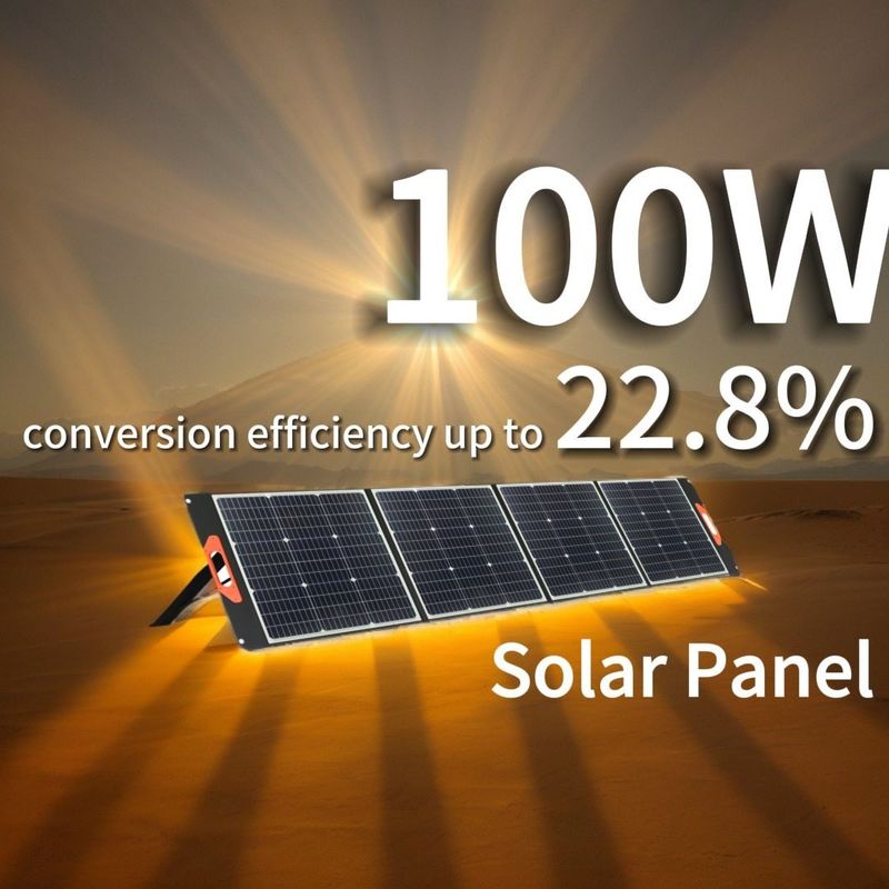 একক স্ফটিক সিলিকন 100W 200W সৌর প্যানেল PV সেল মডিউল পোর্টেবল ভাঁজ সৌর প্যানেল