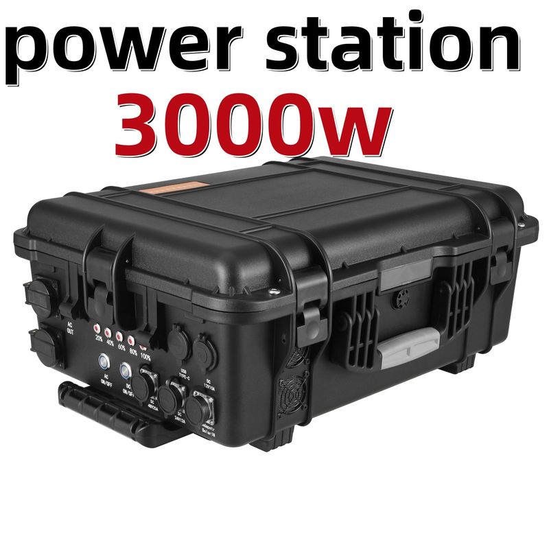 কাস্টমাইজেশন 3000W পাওয়ার স্টেশন আউটডোর ক্যাম্পিং জন্য 220V চাকা ট্রলিবাস পাওয়ার সাপ্লাই