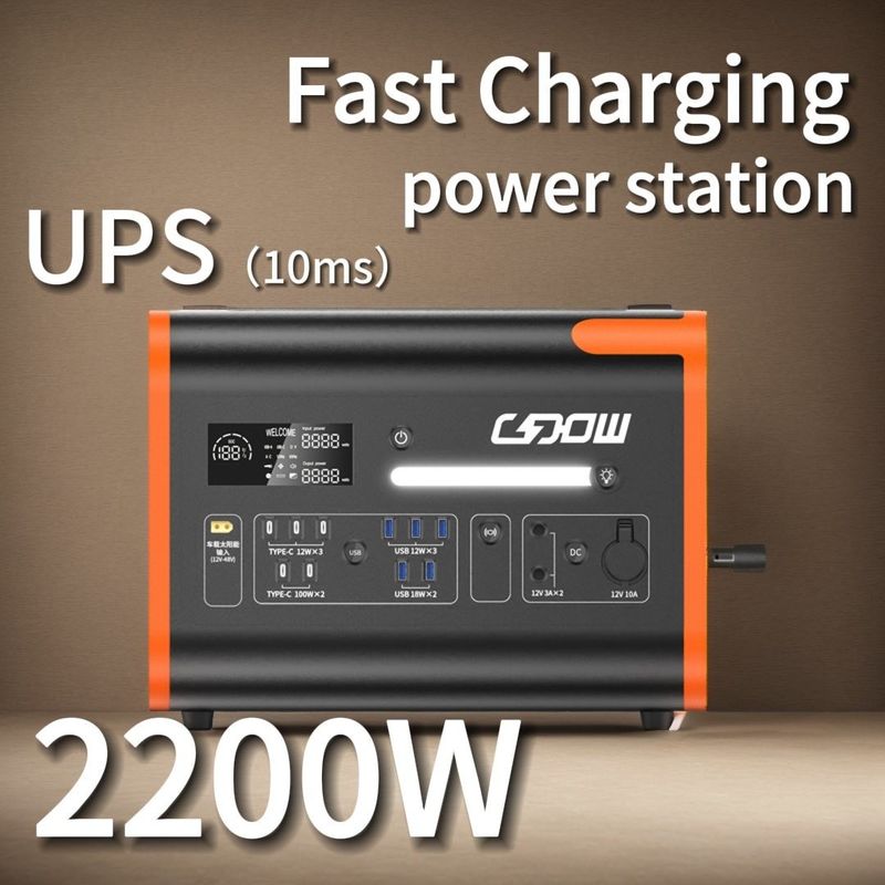 LiFePO4 আউটপুট টাইপ 2000W পোর্টেবল সৌর জেনারেটর 2200W সৌর বিদ্যুৎ কেন্দ্র বাড়ির জন্য
