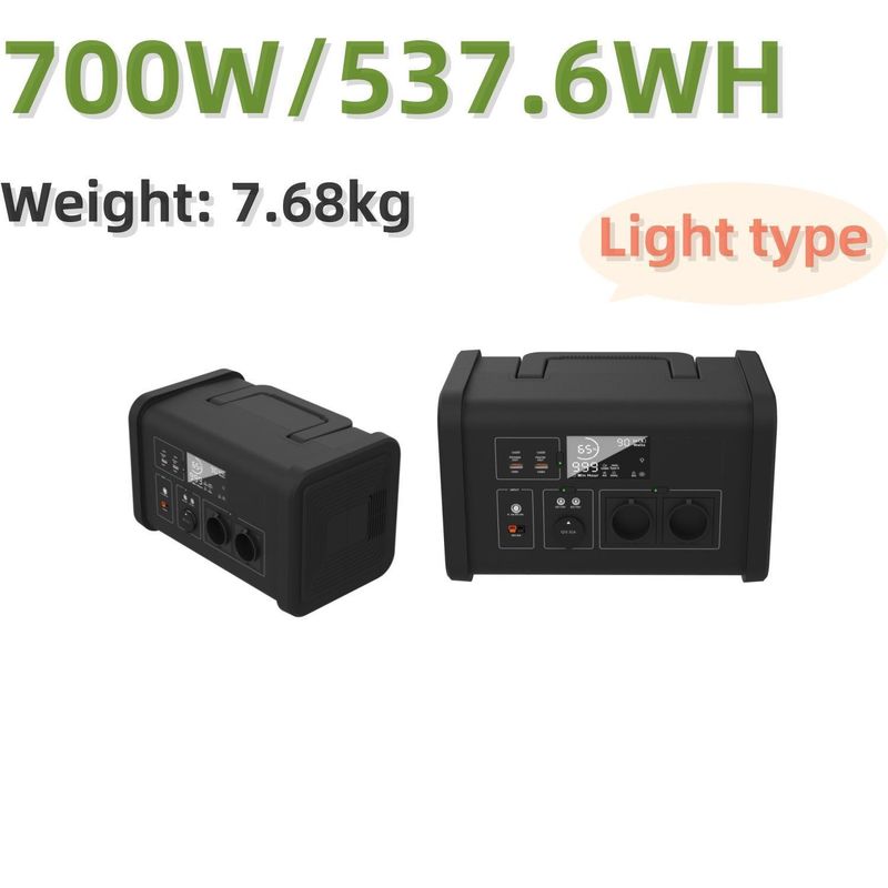 700W ব্যালকনি শক্তি সঞ্চয় পোর্টেবল পাওয়ার স্টেশন LiFePO4 ব্যাটারি এবং LED আলো সঙ্গে