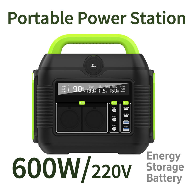জরুরী শক্তি সরবরাহের জন্য 600W ক্যাম্পিং পোর্টেবল পাওয়ার ব্যাংক ডকিং চার্জিং স্টেশন