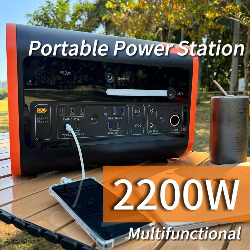 ক্যাম্পিংয়ের জন্য 2200W সৌর বহনযোগ্য বিদ্যুৎ কেন্দ্র জেনারেটর পরিবেশ বান্ধব এবং কাস্টমাইজেশন