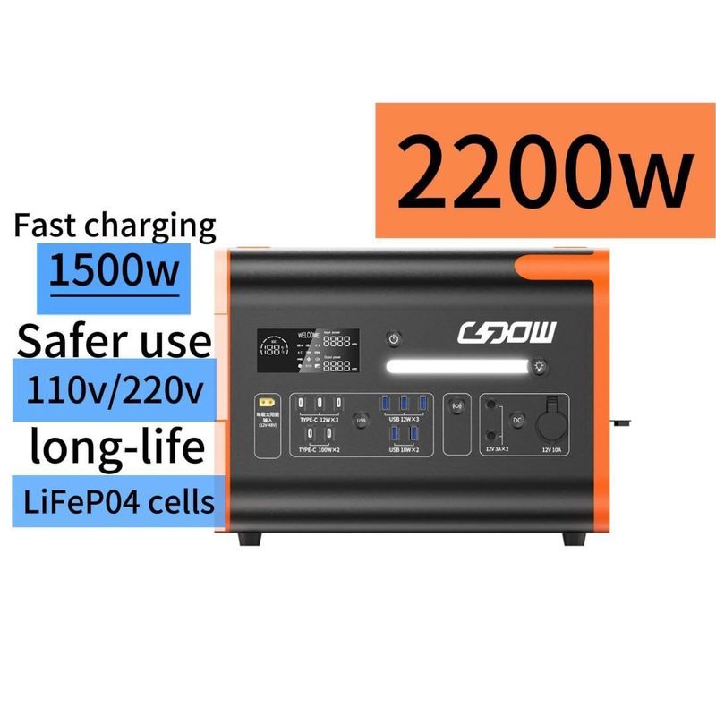 220V±5% এসি আউটপুট ভোল্টেজ 15W ওয়্যারলেস চার্জিং দীর্ঘ জীবন LiFePO4 সেল দ্রুত চার্জিং