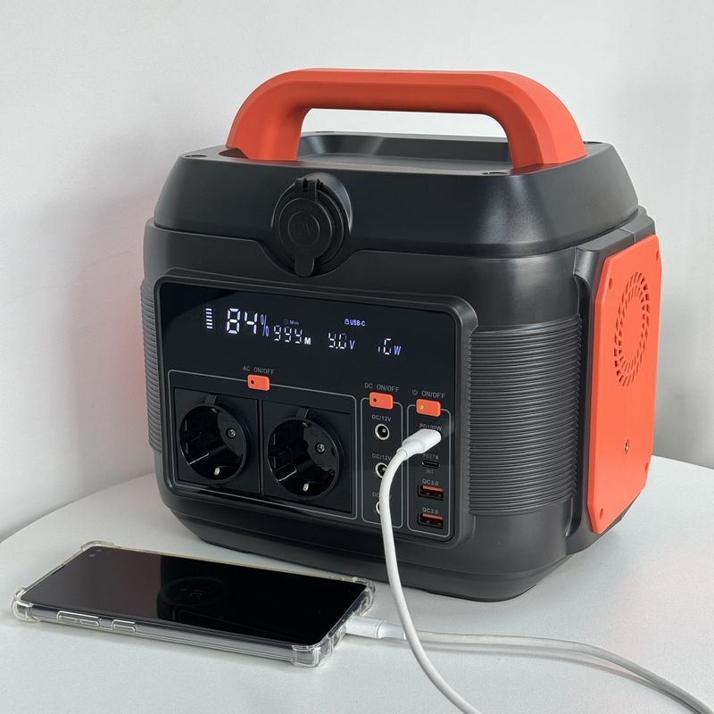 600W পোর্টেবল মোবাইল পাওয়ার 6kg কমলা কালো আউটডোর ইনডোর জরুরী শক্তি সঞ্চয় ক্ষমতা