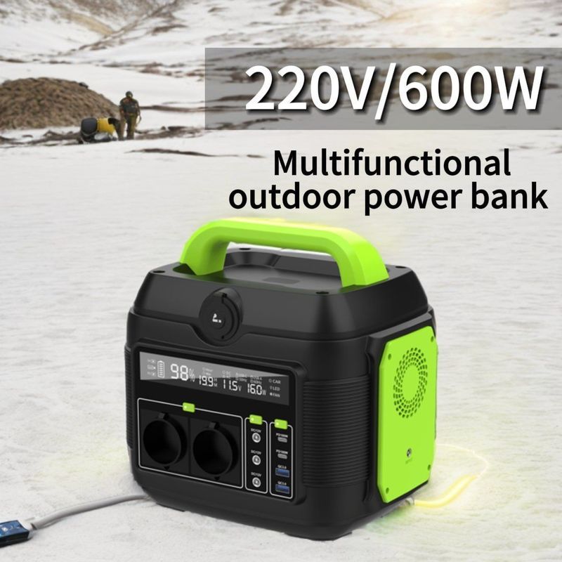 S6 220V 600W ছোট আকারের পানীয় সৌর জেনারেটর ভাঁজ হ্যান্ডেল সহ লিথিয়াম পাওয়ার স্টেশন