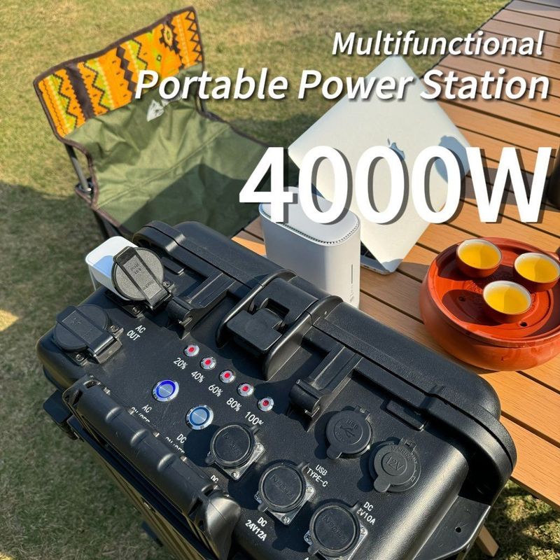 4000W পোর্টেবল পাওয়ার স্টেশন এসি খাঁটি সাইন ওয়েভ আউটপুট এবং বিস্ফোরণ-প্রমাণিত হালকা প্রদর্শন