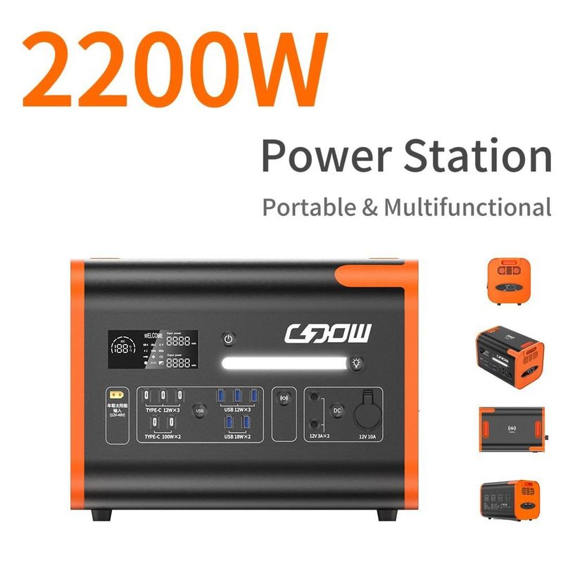 ওভারভোল্টেজ সুরক্ষা 220V±5% 2500W লিথিয়াম ব্যাটারি ইউপিএস ব্যাংক জেনারেটর হোম আউটডোর ক্যাম্পিং জন্য