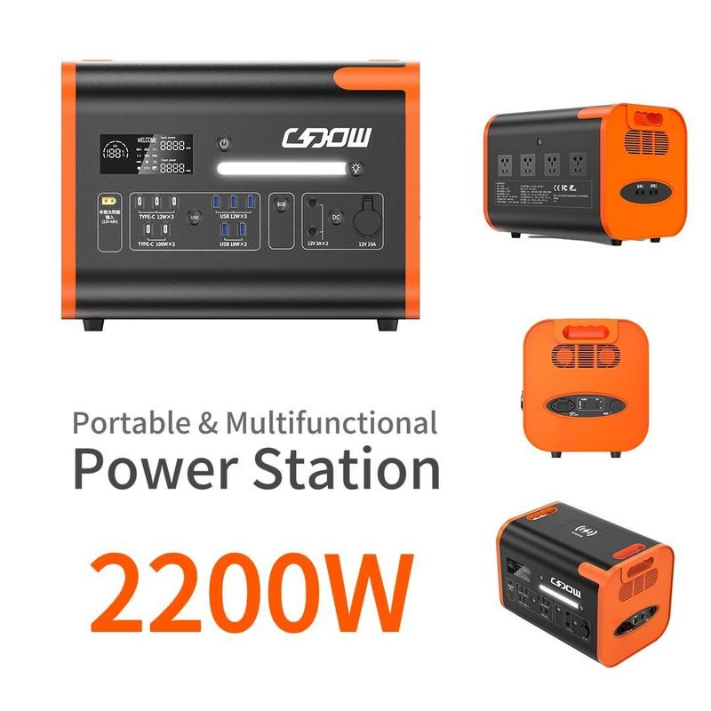 টাইপ-সি 3*18W/2*100W এবং 2500W রিচার্জেবল সোলার প্যানেল সহ 2200W পোর্টেবল পাওয়ার ব্যাংক
