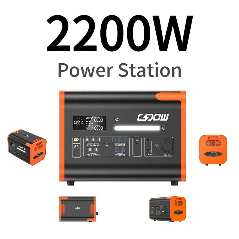 এসি চার্জিং এবং টাইপ সি ইউএসবি আউটপুট সহ 2200W 2000W 2500W পোর্টেবল ব্যাটারি পাওয়ার স্টেশন