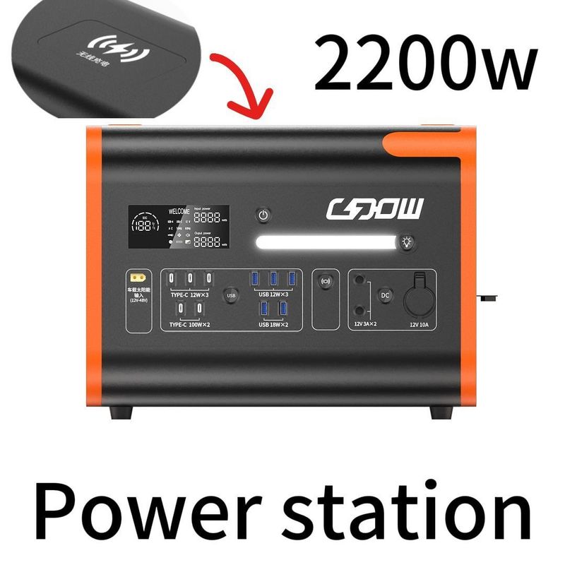 1800W-2400W কালো এসি / ডিসি ইনভার্টার আউটডোর ক্রিয়াকলাপের জন্য জরুরী শক্তি জেনারেটর