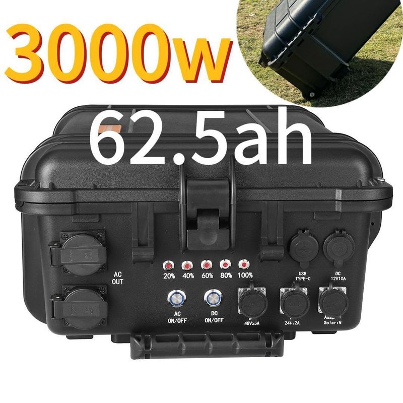 বহিরঙ্গন জরুরী চার্জিং 3000W 62.5ah পোর্টেবল পাওয়ার স্টেশন 6-7 ঘন্টা চার্জিং সময় সহ