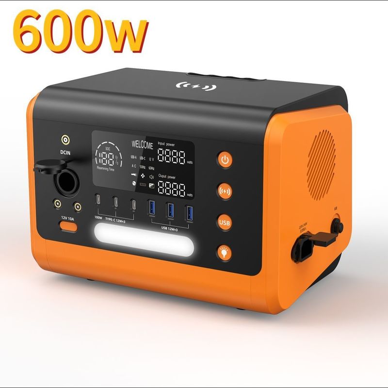 জরুরী স্ট্যান্ডবাই স্টোরেজ 600W দ্রুত চার্জ সহ বহনযোগ্য আউটডোর পাওয়ার স্টেশন 1 ঘন্টা