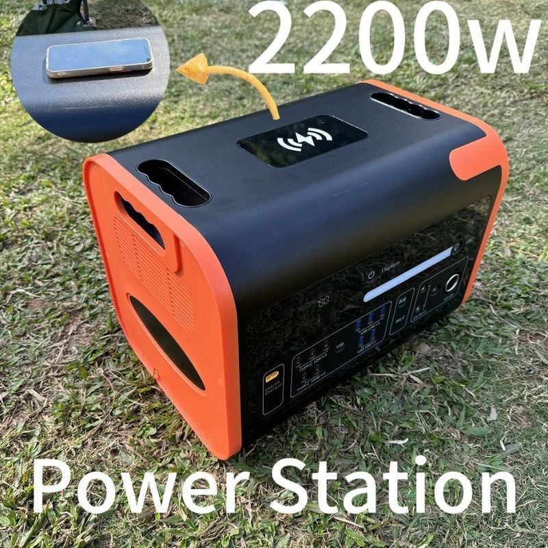 800W সৌর চার্জিং কালো এবং কমলা আউটডোর ক্যাম্পিং পোর্টেবল এনার্জি হাব 2kw পাওয়ার স্টেশন
