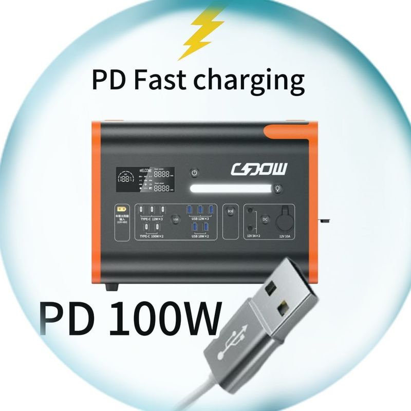 কালো কমলা পোর্টেবল LiFePO4 ব্যাটারি চার্জার 1500W/2200W/3000W ইউপিএস পাওয়ার স্টেশন