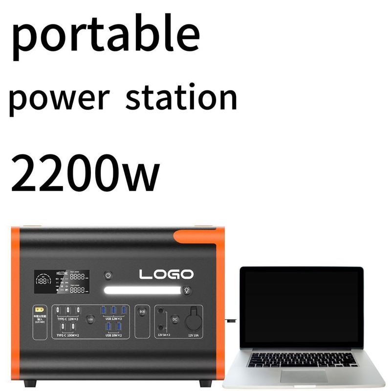 2200W110/220V কালো সঙ্গে কমলা নীরব বহিরঙ্গন হোম জরুরী পাওয়ার স্টেশন এবং টেকসই