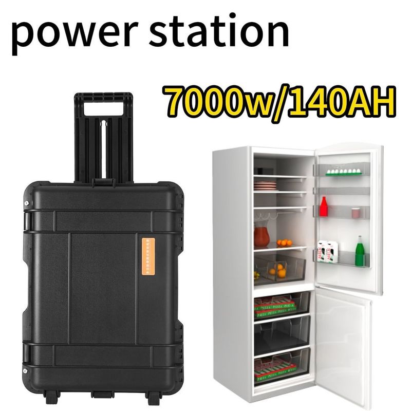 এসি খাঁটি সাইন ওয়েভ আউটপুট 7000W বহনযোগ্য সৌর বিদ্যুৎ কেন্দ্র বহিরঙ্গন এবং গ্রিড চার্জিং জন্য