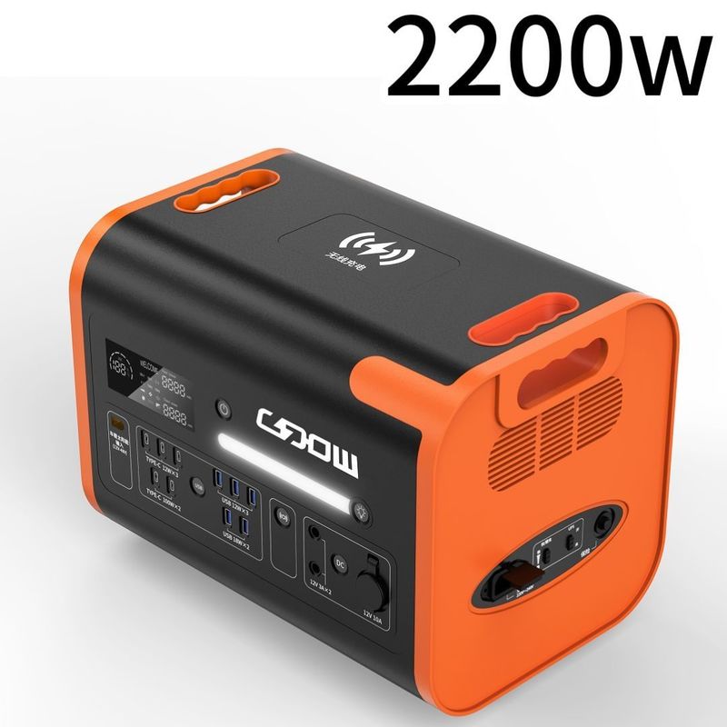 220V/110V/2200W/2400W বিশুদ্ধ সাইন লাইফপিও 4 ব্যাকআপ ব্যাটারি আউটডোর ক্যাম্পিং পোর্টেবল পাওয়ার স্টেশন