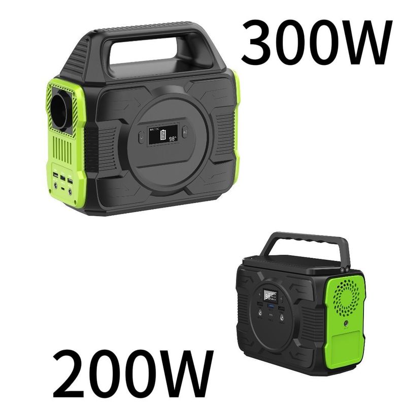 300W/200W এসি/ডিসি ব্যাকআপ পাওয়ার স্টোরেজ আউটডোর ক্যাম্পিং 7W LED লাইট সহ পোর্টেবল পাওয়ার স্টেশন