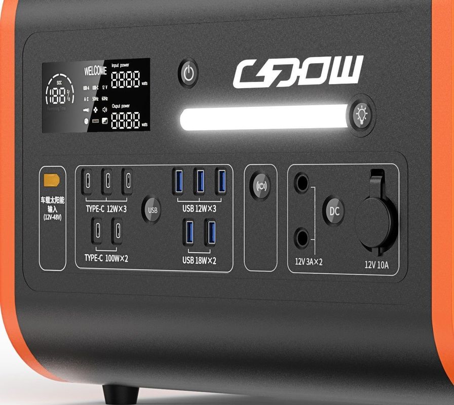 2200W 2048wh সৌর বিদ্যুৎ কেন্দ্র / LiFePO4 পোর্টেবল মোবাইল পাওয়ার / ইনভার্টার খাঁটি সাইন ওয়েভ