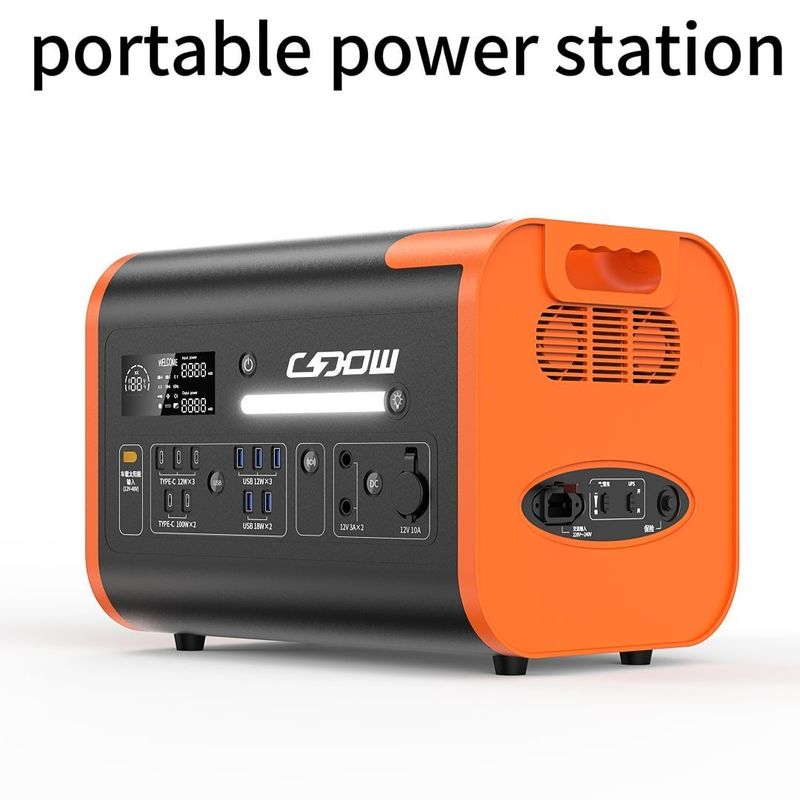 110V/220V মোবাইল এসি/ডিসি রিচার্জযোগ্য 2200W পোর্টেবল পাওয়ার স্টেশন AT22 রঙের কমলা কালো