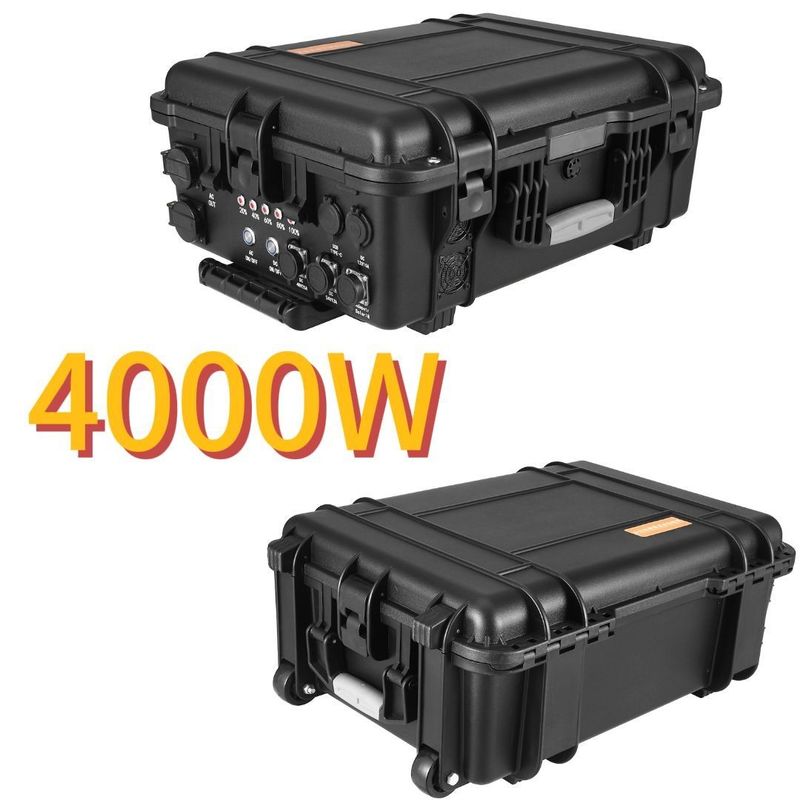 কালো ড্রয়ার বক্স আউটডোর ড্রোন ফটোগ্রাফি 4000W/3840wh পোর্টেবল পাওয়ার স্টেশন শক্তিশালী
