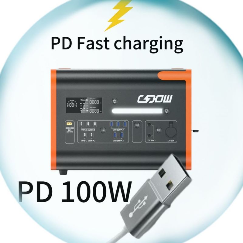 2200W/2000W/2400W এলসিডি ডিসপ্লে সহ পোর্টেবল পাওয়ার স্টেশন কমলা কালো কাস্টমাইজযোগ্য